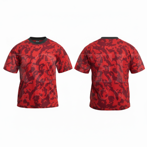 เสื้อยืดแขนสั้นพิมพ์ลายพรางแบบคอวีทรงหลวมใส่สบายสั่งทำได้ เหมาะสำหรับกิจกรรมกลางแจ้งและการฝึกซ้อม - Product Image 3