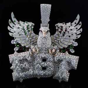 Colgante de águila con piedras de moissanita, plata 925, estilo hip-hop, amuleto de lujo para fiestas temáticas, regalo unisex - Product Image 3
