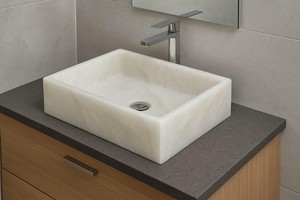 Lavabo Rectangular de Ónix Blanco Afgano, Acabado Cepillado, Resistente al Fuego, Diseño Moderno, Lavabo para Baño de Hotel - Product Image 2