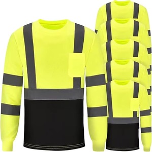 High Visibility Long Sleeve <b>Work</b> Shirt Men Reflective Safety Uniform Polyester Hi Vis Contrast Color Industrial Use - Product Image 1