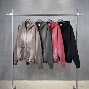 Heavyweight 400 Gsm <b>Plain</b> Zip-Up <b>Hoodie</b> for <b>Men</b>-Oversized Custom Logo Blank Streetwear - Product Image 1
