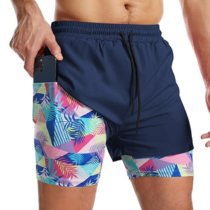 Pantalones Cortos Deportivos 2 en 1 para Hombre, con Forro de Compresión, para Correr y Entrenar, con Bolsillo para Teléfono, Proveedor OEM de Alta Calidad - Product Image 4