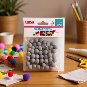 Bolas de Pompones Ilan de 1.5 cm, Grises, 60 Piezas, Decoraciones para Manualidades - Product Image 2