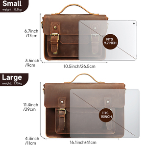 Genuine Leather Soft Luxury Messenger <b>Bag</b> Unisex <b>Work</b> Laptop Handbag Personalized Design Lightweight Zipper Closure Royal - Product Image 6