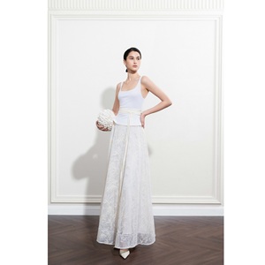 Faldas largas de moda para mujer, ODM SERENE MAXI SKIRT FLORAL MESH LACE, faldas largas tejidas con encaje bordado para mujer - Product Image 4