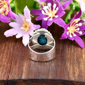 Blue Copper Turquoise Statement Fine Ring Gemstone Handmade 925 Sterling Silver Ring Jewelry December Birthstone <b>Gift</b> <b>For</b> <b>Her</b> - Product Image 6