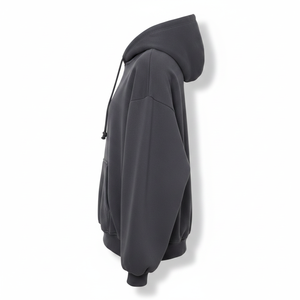 Sweat à capuche oversize gris anthracite pour homme, manches longues, cordon de serrage, col à capuche, en molleton de coton, streetwear - Product Image 3
