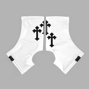 Unisex Adult White Cross Print Ankle Cleat Cover <b>Socks</b> Breathable <b>Polyester</b> All Seasons Sport Wear - Product Image 1