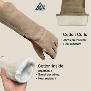 Wholesale Rate Multi-Purpose New Arrival Customized Full Suede Protection All-Brown Cow Split Leather Industrial Welding <b>Gloves</b> - Product Image 4