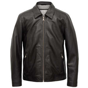 <b>Men</b> Premium Genuine <b>Leather</b> <b>Jacket</b> Casual Soft Comfortable Durable Full Zip Regular Fit Fashion Outerwear - Product Image 1