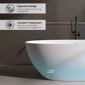 Vasca da bagno freestanding in resina di pietra con bordo spesso, 70.8 pollici, in solid surface - Product Image 5