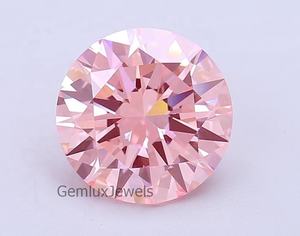 Diamante suelto de laboratorio con corte redondo de 6.5 quilates, color rosa intenso, certificado por IGI, claridad VS, para joyería. - Product Image 1