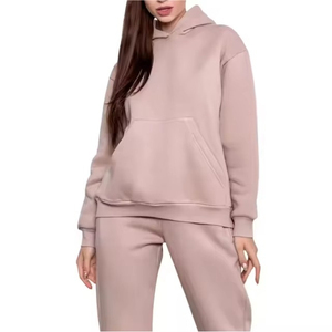 Conjunto de Sudadera Unisex de Color Sólido con Cierre de Cremallera, Manga Larga, Estilo Casual Urbano, Corte Holgado, Bolsillos Laterales, Algodón Ligero - Product Image 5