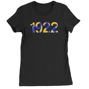 Camiseta negra, azul real, dorada, Sigma Gamma Rho 1922, con estampado gráfico de Poodle, manga corta, cuello redondo, fraternidad griega, moda informal - Product Image 1