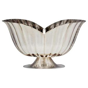 Event Supplies <b>Decorative</b> Fruits Bowl Pedestal Style Metal Silver Bowl Floral Design Table Centerpiece <b>Items</b> - Product Image 1