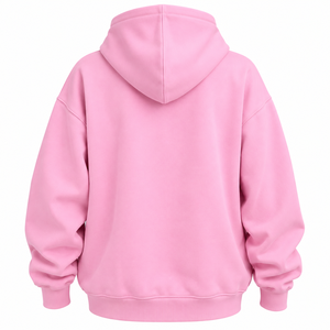 Women's Oversized <b>Pink</b> Hoodie 100% Cotton Fleece Solid Color Breathable Regular Length Full Sleeve Hooded <b>Sweatshirt</b> Top Quality - Product Image 2