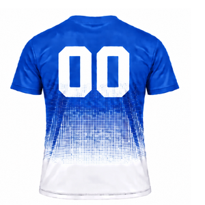 Cobalt Blue and <b>White</b> Gradient Sublimation T <b>Shirt</b> <b>Men</b> <b>Short</b> <b>Sleeve</b> Crew Neck Custom Printed Sports Training Performance - Product Image 2