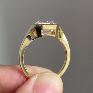 Bague ajustable plaquée or 14 carats avec diamant taille Asscher de 2,25 carats, halo, pour fiançailles, mariage, anniversaire, style vintage, certifiée IGI, avec accents - Product Image 1