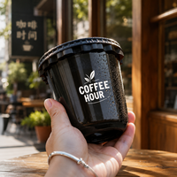 Vasos Negros de PET en Forma de U para Bebidas Frías, Café Helado, Latte y Té con Leche, Envases Desechables para Bebidas para Llevar
