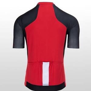 Maillot de Ciclismo Rojo Personalizable para Hombre, Manga Corta, Mangas de Malla Negra, Cierre Frontal Completo, Transpirable, 100% Poliéster - Product Image 2