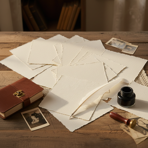 Cartes de mariage en papier coton fait main A4 250 GSM, bord festonné, pour artisanat et aquarelle, OEM, vente en gros, papier artisanal Adimani - Product Image 1