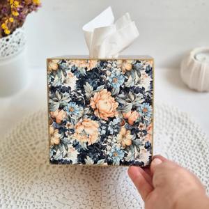 Boîte à mouchoirs en bois imprimée style antique, boîte à mouchoirs vintage en bois imprimée pour décoration rustique, étui à accessoires en gros - Product Image 2