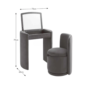 Table de toilette moderne de style farmhouse avec miroir, bureau de luxe avec tabouret en bois massif pour salle de bain et chambre à coucher - Vente en gros - Product Image 4