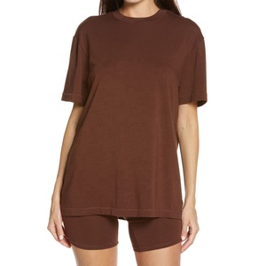 Ventes chaudes - T-shirts pour femmes, vêtements d'été, t-shirts de couleur unie, style décontracté, t-shirts de sport pour la salle de sport - Product Image 1
