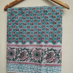 Hand Block Print Cotton <b>Sarong</b> Pareo Floral Beach Wrap Indian Printed <b>Bikini</b> Cover up Lightweight Breathable Long Summer Scarf - Product Image 1