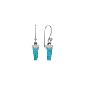 Pendientes Colgantes de Plata de Ley 925 de Alta Calidad con Turquesa en Forma de Lápiz, Engaste de Bisel, Regalo Moderno para Bodas y Fiestas - Product Image 1