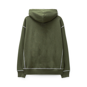 Sweat-shirt à capuche surdimensionné vert olive pour homme, coupe classique, en coton tricoté, décontracté, pour l'automne - Product Image 5