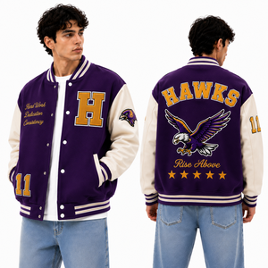 Letterman <b>Jacket</b> Leather Leather Trim Varsity Bomber With Wool Body Custom <b>Patches</b> For Clubs Private Label Sportswear Streetwear - Product Image 4