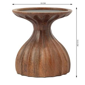 Handcrafted Wooden Ribbed Candle <b>Holder</b> Rustic Decorative <b>Tealight</b> Pillar Candle Stand Home Table Decor - Product Image 3
