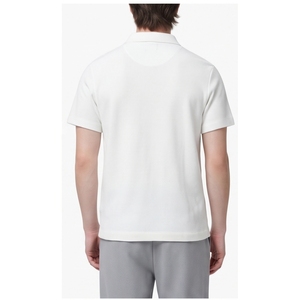 Chemise pour homme à manches courtes en tissu gaufré blanc, avec logo sur le devant, couleur unie, respirante, coupe classique - Product Image 2