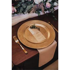 Assiette de présentation ronde décorative en métal doré de luxe pour la mise en scène de tables de haute couture, fournitures pour mariages et fêtes - Product Image 5