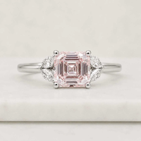 Bague Couronne de Luxe pour Femme en Acier Inoxydable Plaqué Or, Bijou Tendance, Vente en Gros, Coupe Asscher