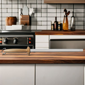 Varilla de Afilado de Cerámica Blanca de Alta Calidad y Ecológica, Mango de Madera de Haya, 16 mm de Diámetro, 273 mm de Longitud, Grano Fino - Product Image 2