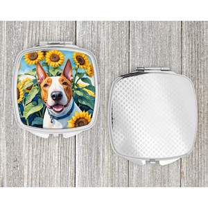 Espejo de maquillaje de viaje para mujeres y niñas, Bull Terrier inglés, girasoles, bolsillo decorativo, plegable, espejo compacto de mano, regalo - Product Image 4