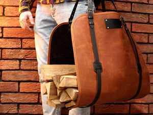 Bolsa de transporte de leña de cuero vintage, hecha a mano, de piel auténtica de vaca, para almacenamiento de leña. - Product Image 5