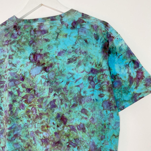 T-shirt à manches courtes pour homme, tie-dye, col rond, tricoté, décontracté, coupe classique, motif vert, violet, bleu - Product Image 6