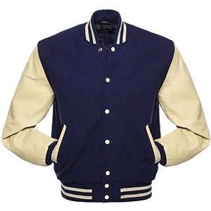 2025 OEM Men's Varsity Jacket Custom Embroidered Logo Winter Clothes Leather Selves Trending Industry Pattern Letter Collarless - Product Image 1