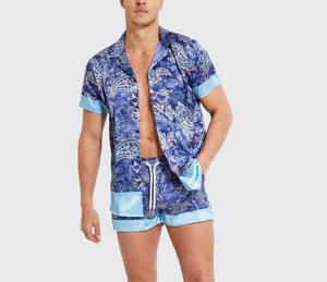 Ensemble deux pièces été bleu ciel pour homme et femme : T-shirt et short assortis – 50 couleurs disponibles - Product Image 3