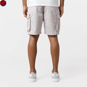 Pantalones Cortos Cargo de Punto Elásticos para Hombre, Color Gris Claro, Casuales, para Exteriores, con Múltiples Bolsillos, Transpirables, 100% Algodón, Largo Medio - Product Image 3