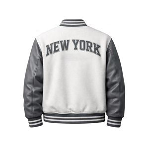 เสื้อแจ็คเก็ตวาร์ซิตี้ผ้าฟลีซหนานุ่ม แขนหนังเทียมตัดต่อสีตัดกัน ระบายอากาศได้ดี เป็นมิตรกับสิ่งแวดล้อม ทรงสลิมฟิตสำหรับผู้ชาย สวมใส่สบายๆ - Product Image 5