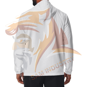 Vestes coupe-vent à capuche pour hommes, style tendance, logo personnalisé sur le devant, écologiques, respirantes, faible MOQ - Product Image 5