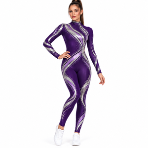 Custom Girls Dance Leotard <b>Rhinestone</b> Performance Costume Long Sleeve Competition Majorette Dancing <b>Jumpsuit</b> - Product Image 3