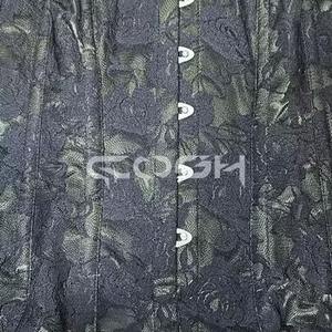 Corsé Sexy de Satén Color Oliva con Cordones y Malla Floral, Corsé para Fiestas y Eventos, Proveedor de Corsés - Product Image 6