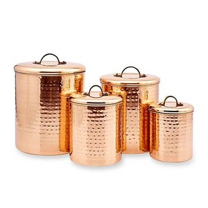 Premium Hammered Copper Canister Set with Lid, <b>Kitchen</b> <b>Storage</b> Containers for Sugar Tea Coffee, Handmade Copper Kitchenware Set - Product Image 6