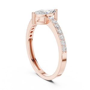 Anillo de Compromiso Solitario con Diamante Corte Marquesa en Oro Rosa de 18k con Banda Pavé, Joyería Nupcial Elegante y Minimalista - Product Image 3