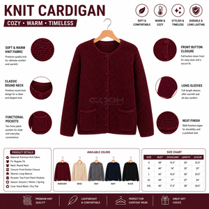 Cardigan en laine tricoté à col rond et manches longues, minimaliste, à simple boutonnage, avec logo personnalisé en acrylique, pour la sororité Cosh International Sisterhood - Product Image 6